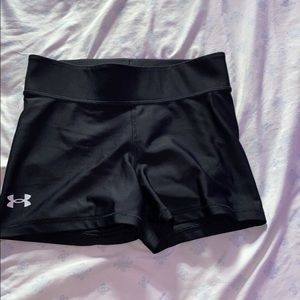 girls spandex shorts, size- medium, color- black, brand- under armor,